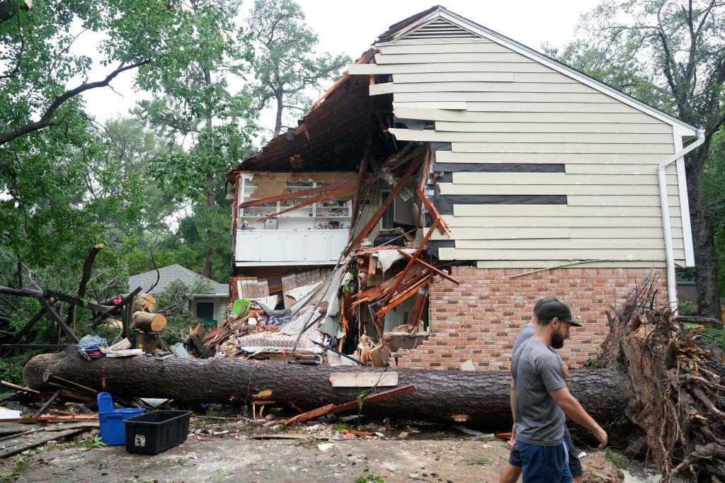 A tree hit a home in Harris County, Texas, killing a 74-year-old grandmother.