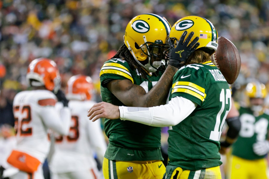 Davante Adams and Aaron Rodgers played together for eight years in Green Bay.