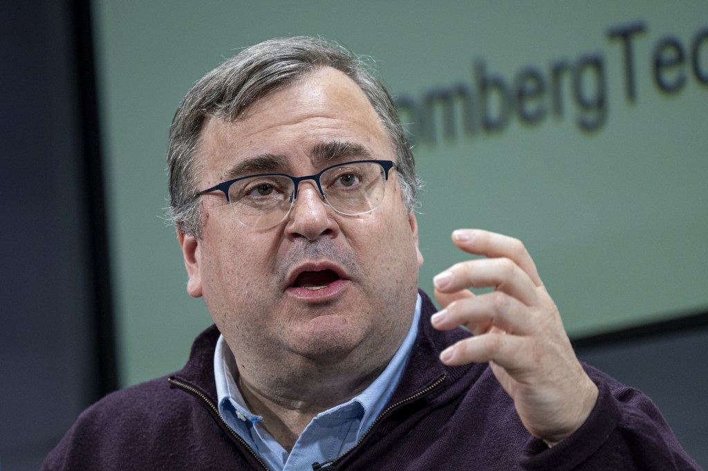 Reid Hoffman, co-founder of LinkedIn Corp., speaks during the Bloomberg Technology Summit in San Francisco, California, US, on Thursday, June 22, 2023. 