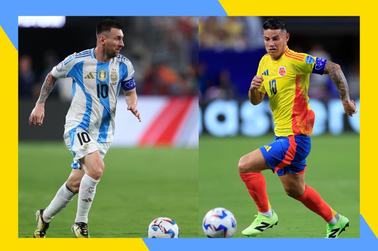 Argentina's Lionel Messi (L) and Colombia's James Rodriguez are going toe to toe in the 2024 Copa America Final.