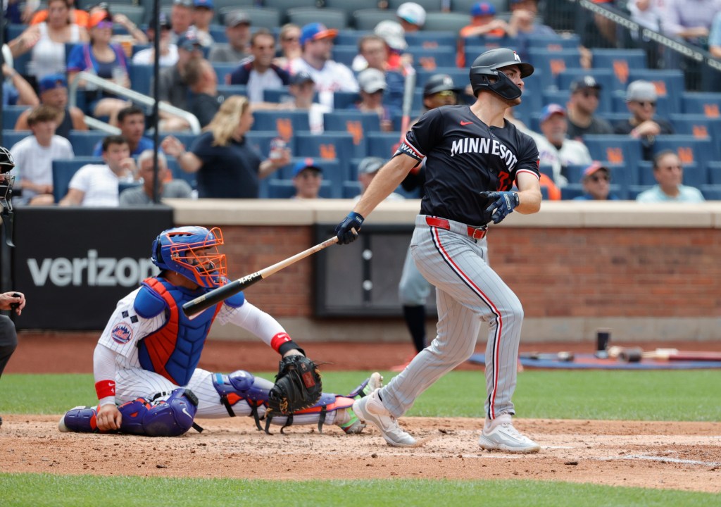 Minnesota Twins right fielder Matt Wallner hits a two-run home run in the third inning