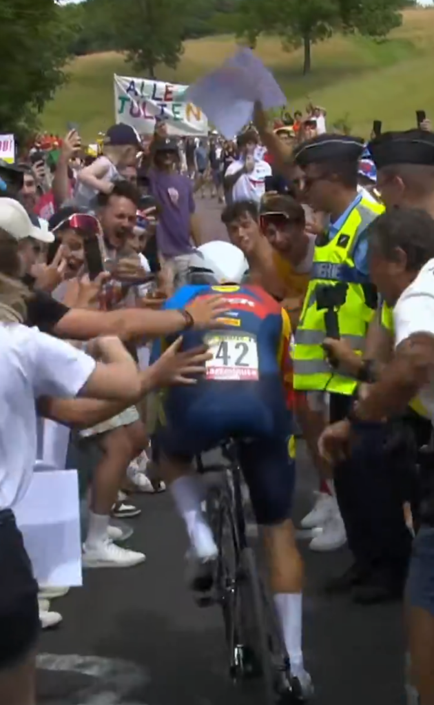 Julien Bernard was showered with applause during the race. 