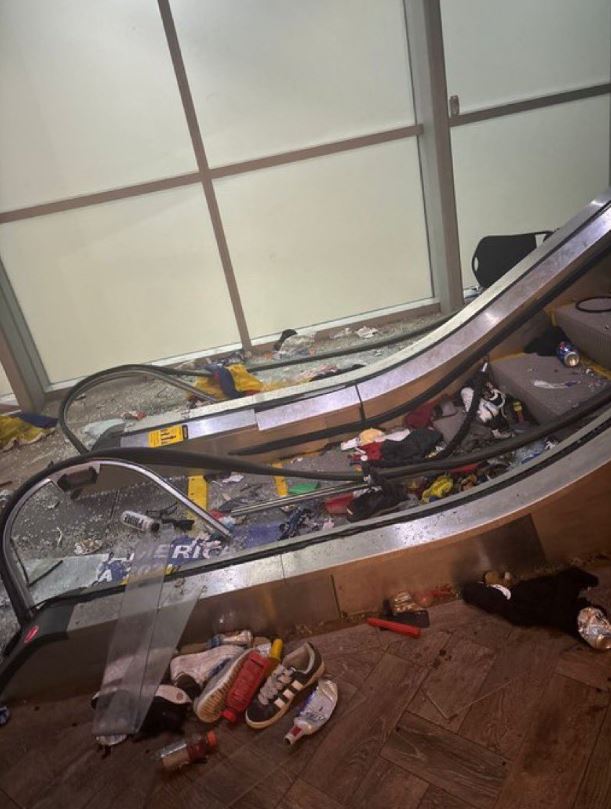 Photos showed an escalator at Hard Rock Stadium destroyed during the Copa America final.