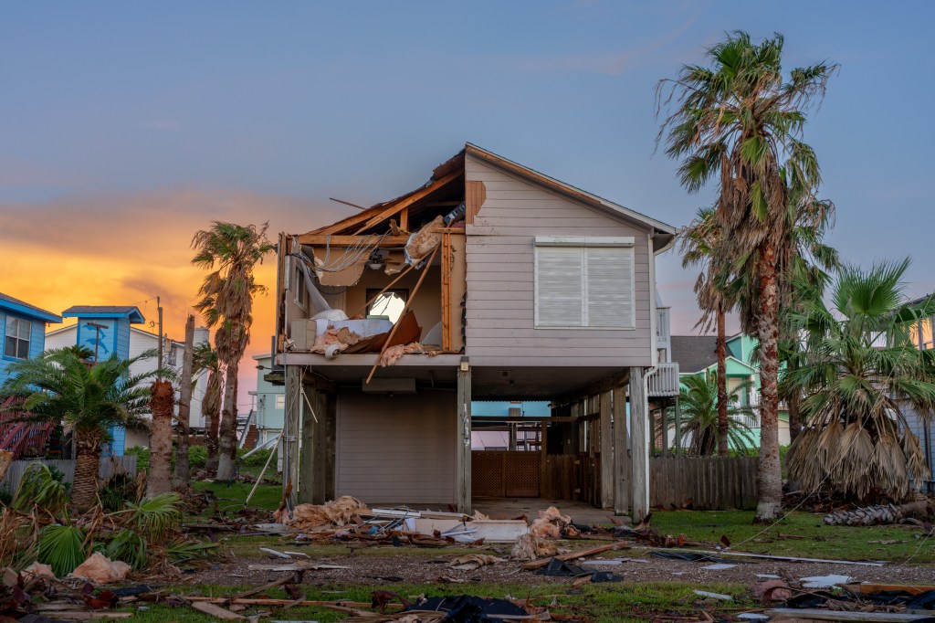 Many homes along the Texas shore were decimated by the storm, which brought winds of more than 80 mph.