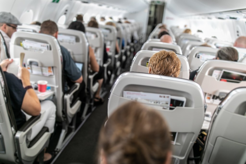 passengers in their seats during flight