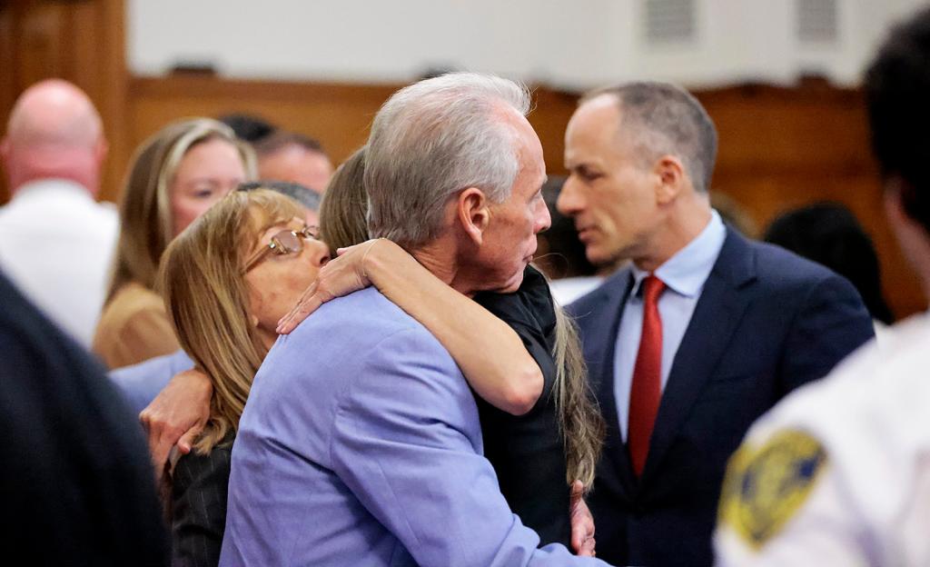 Karen Read hugs her parents after a mistrial was declared in her case.