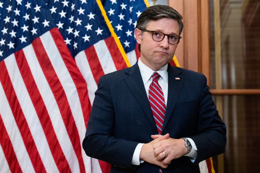 Speaker of the House Mike Johnson, R-La., prepares to meet with Lorenzo Fontana, President of Italy's Chamber of Deputies, in the U.S. Capitol on Monday, July 8, 2024. 