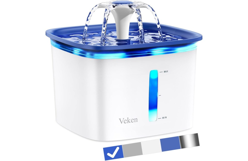 
Veken 95oz/2.8L Pet Fountain, Automatic Cat Water Fountain Dog Water Dispenser with Replacement Filters for Cats, Dogs, Multiple Pets (Blue, Plastic)