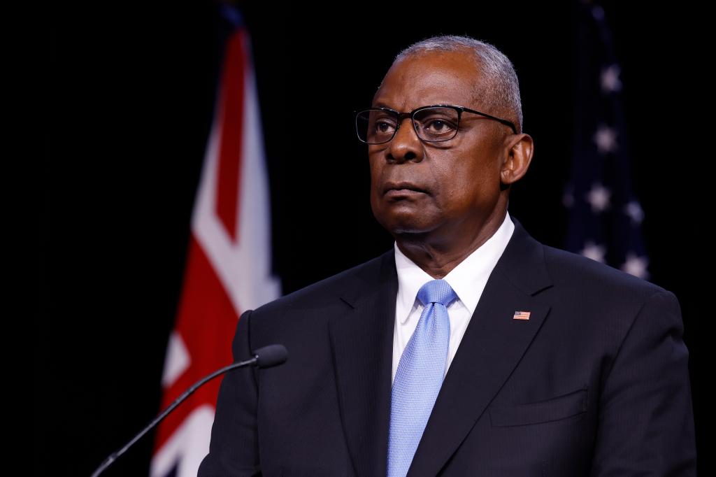 Secretary of Defense Lloyd Austin holds a joint news conference during the Australia-U.S. Ministerial Consultations (AUSMIN) at the U.S. Naval Academy on August 06, 2024 in Annapolis, Maryland. 