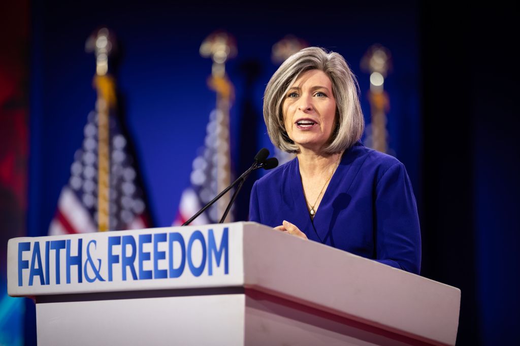 Sen. Joni Ernst (R-IA) speaks at the annual Road to Majority conference in Washington, DC, June 21, 2024.