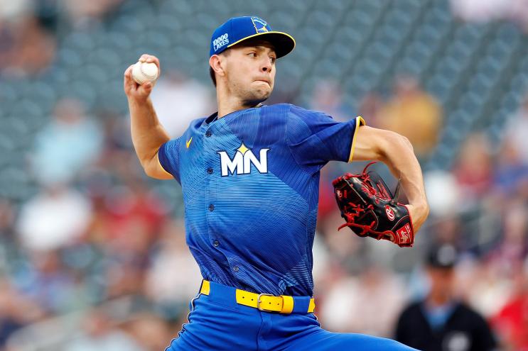 David Festa of the Twins delivers a pitch against the Cardinals during a game on Aug. 23, 2024.