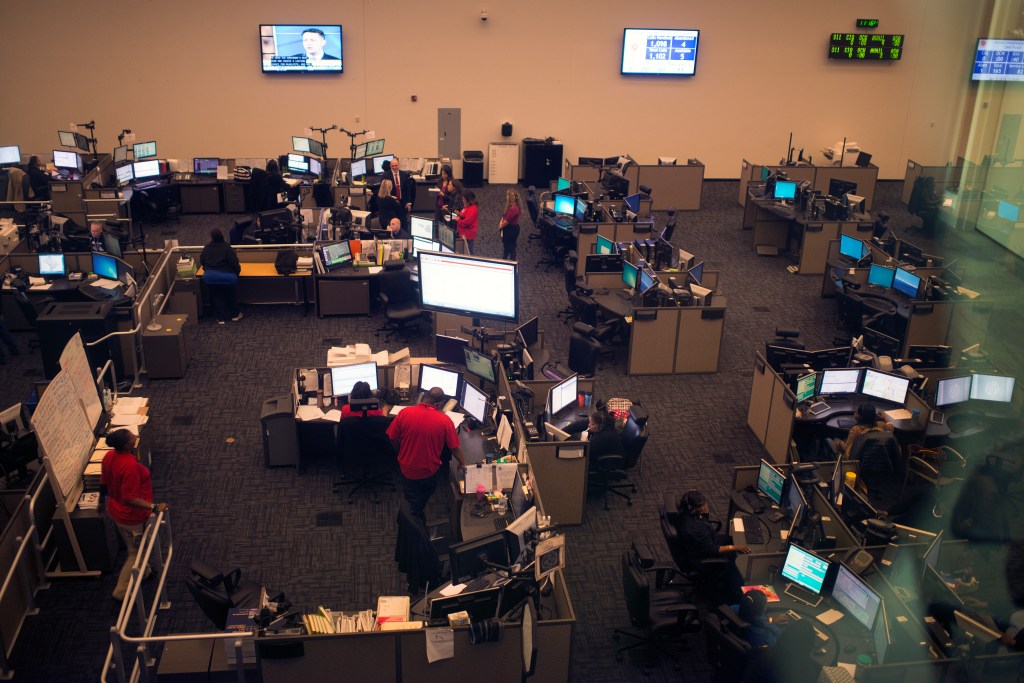 The call center where dispatchers are working.