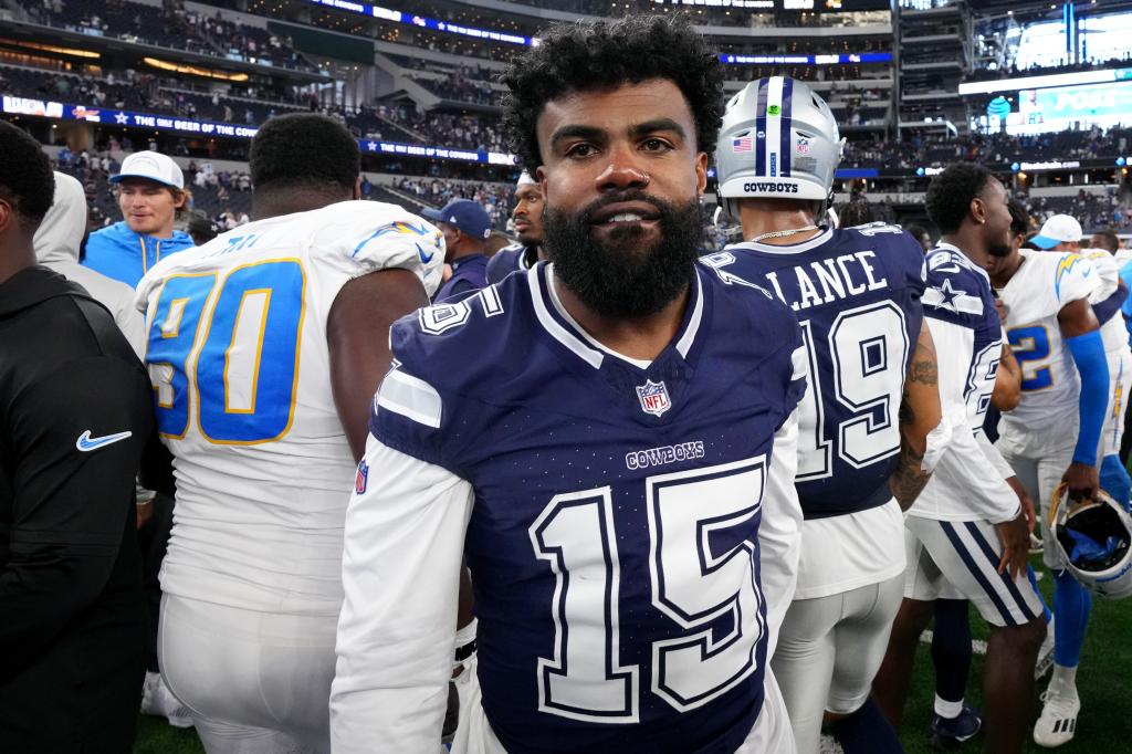 Ezekiel Elliott after a Cowboys preseason game on Aug. 24, 2024.