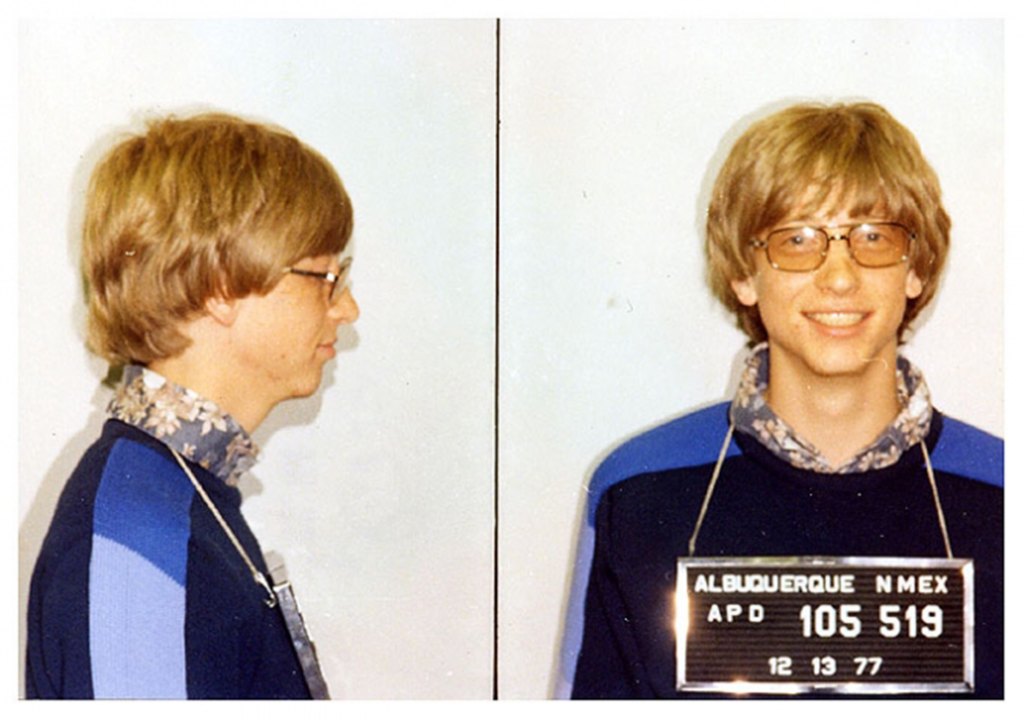 Microsoft boss Bill Gates mugshot from December 13, 1977. 