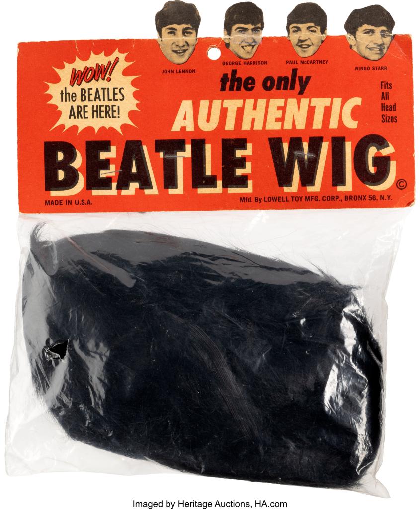 A photo of the Beatles wig package