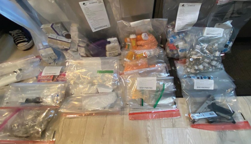 Drugs and evidence recovered from the home of Jasveen Sangha from a property raid in March, 2024