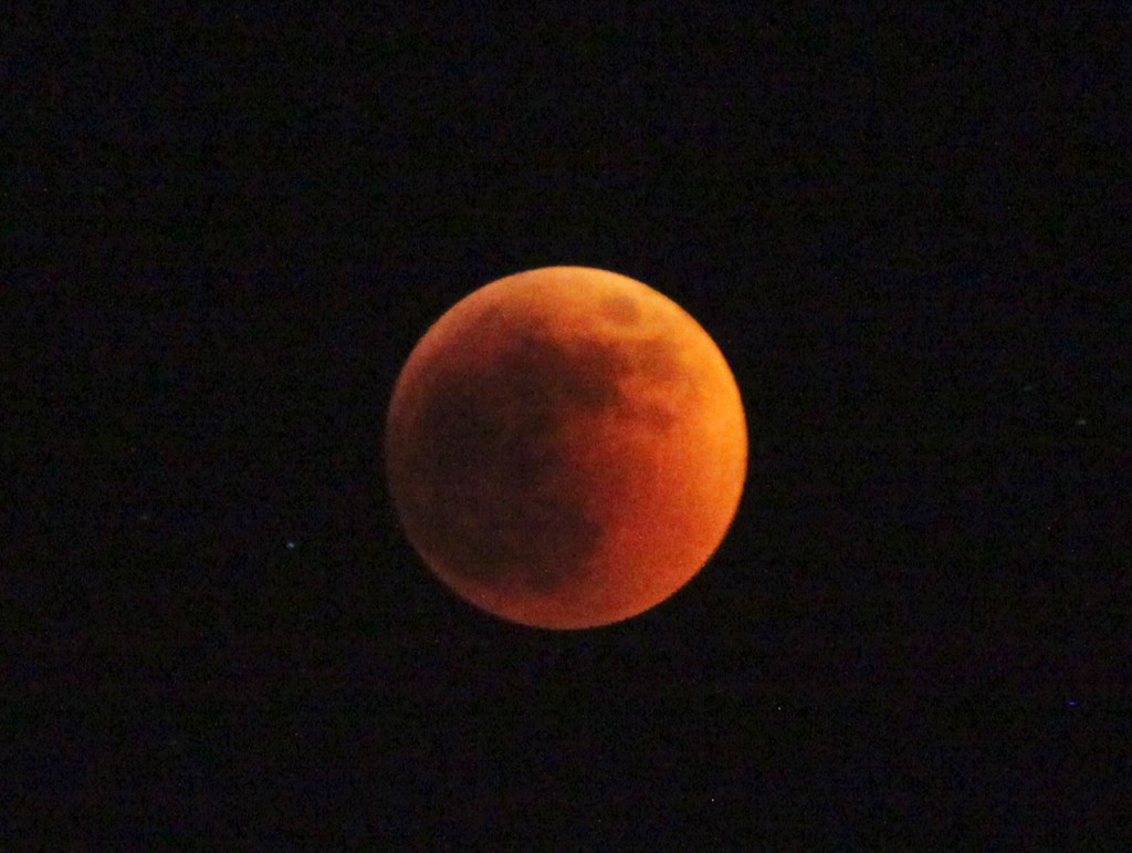 The moon turns red  during total Lunar Eclipse of the moon seen in Nairobio, Kenya, June 15, 2011. 