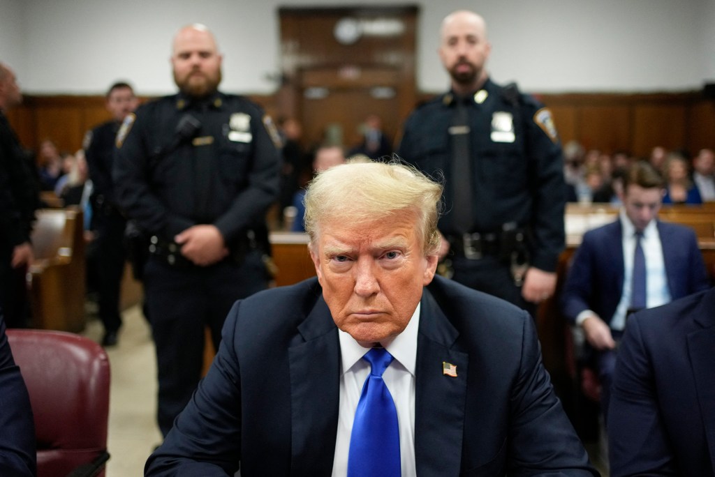 Former US President and Republican presidential candidate Donald Trump attends his criminal trial at Manhattan Criminal Court in New York City, on May 30, 2024.