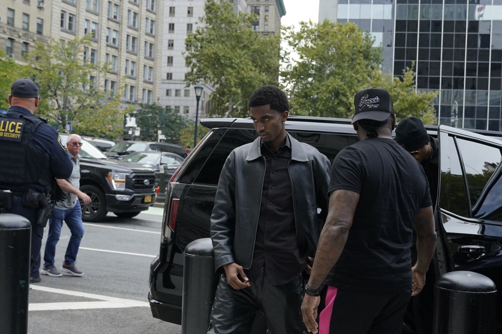 Christian Combs, son of rapper and music producer Sean "Diddy" Combs, arrives at federal court for his father's bail hearing in New York on September 18, 2024.