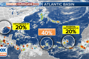 The tropical weather outlook for the Atlantic Ocean.