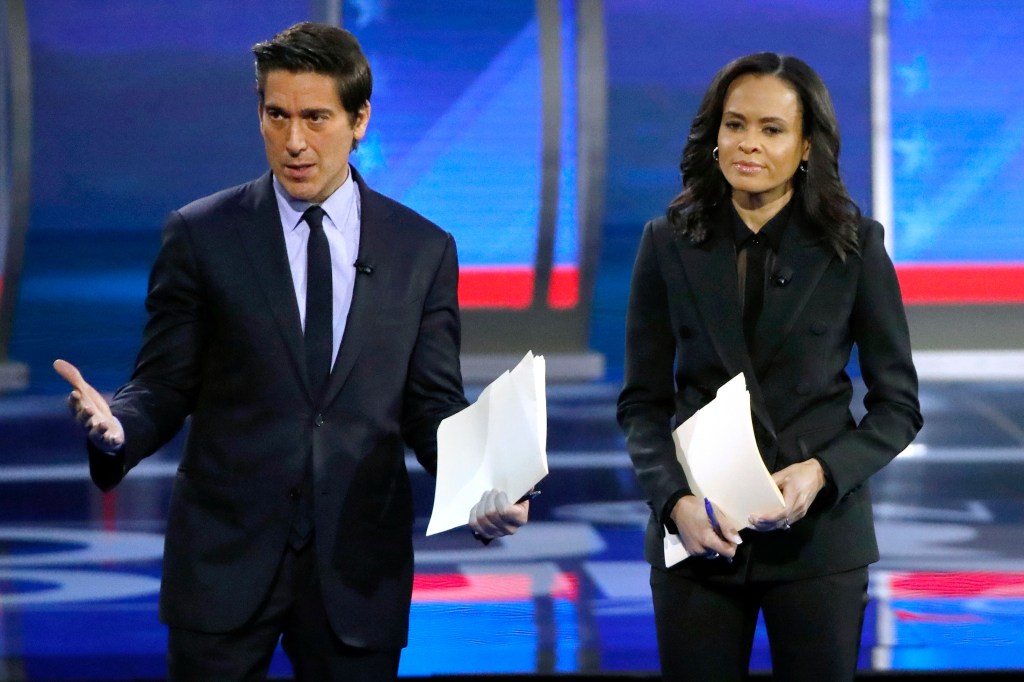 ABC News anchors David Muir and Linsey Davis.