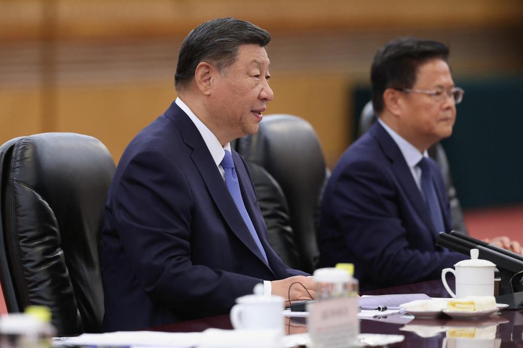 Chinese President Xi Jinping meeting with Malaysian King Sultan Ibrahim Sultan Iskandar at The Great Hall Of The People in Beijing, China