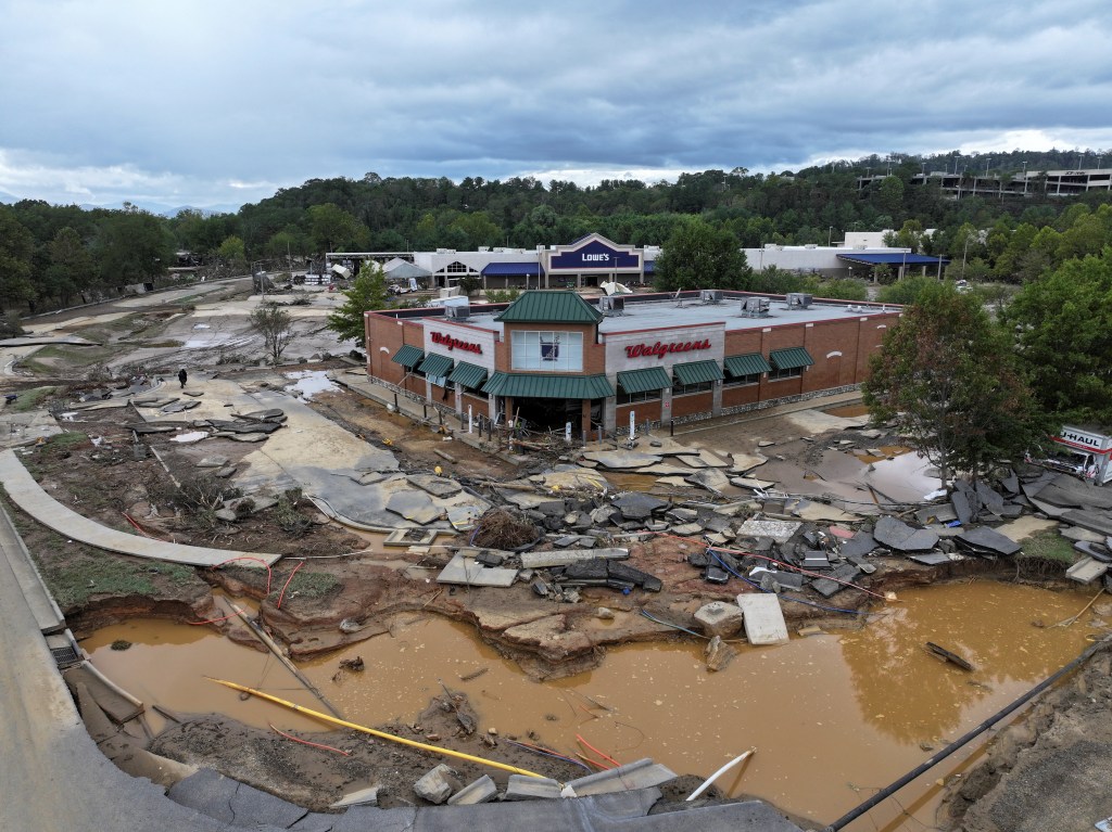 destroyed coast of chimney rock showing last standing storefronts