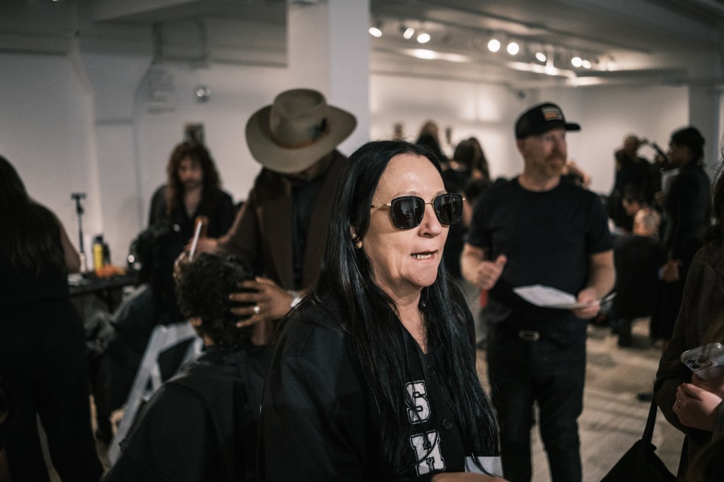 Anna Delvey and Kelly Cutrone amongst models and stylists preparing for a Private Policy fashion show at the Altman Building, Manhattan, on September 11, 2024.