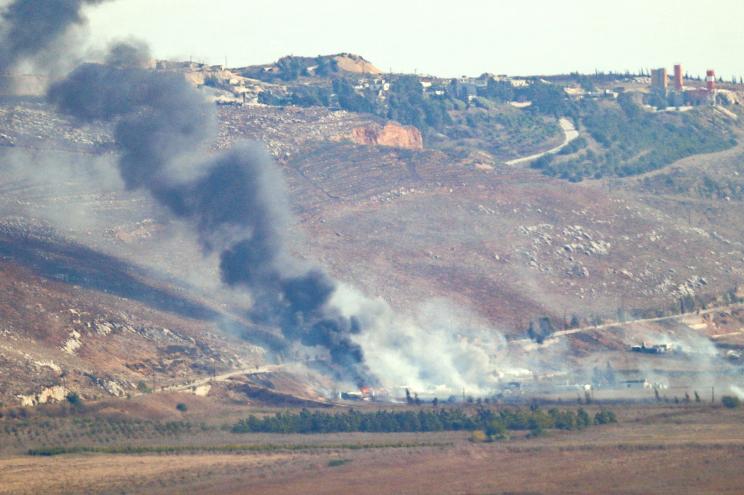 Smoke billows from the sites of an Israeli airstrike in Lebenon's southern plain of Marjeyoun along the border with Israel, on September 24, 2024.