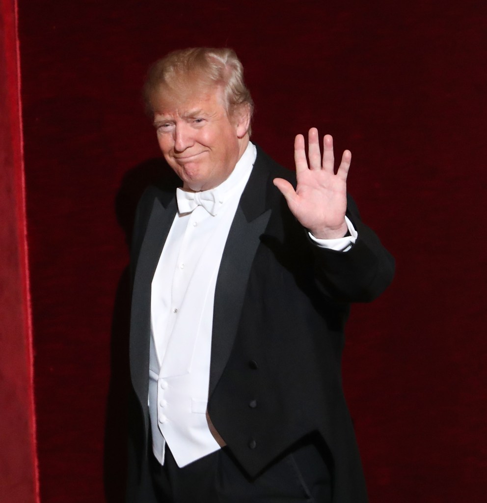 Donald Trump walks onto the stage while attending the annual Alfred E. Smith Memorial Foundation Dinner at the Waldorf Astoria on October 20, 2016 in New York City.