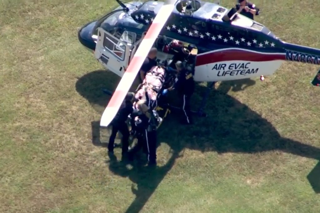 A helicopter at the site of the 2024 Georgia mass shooting. 