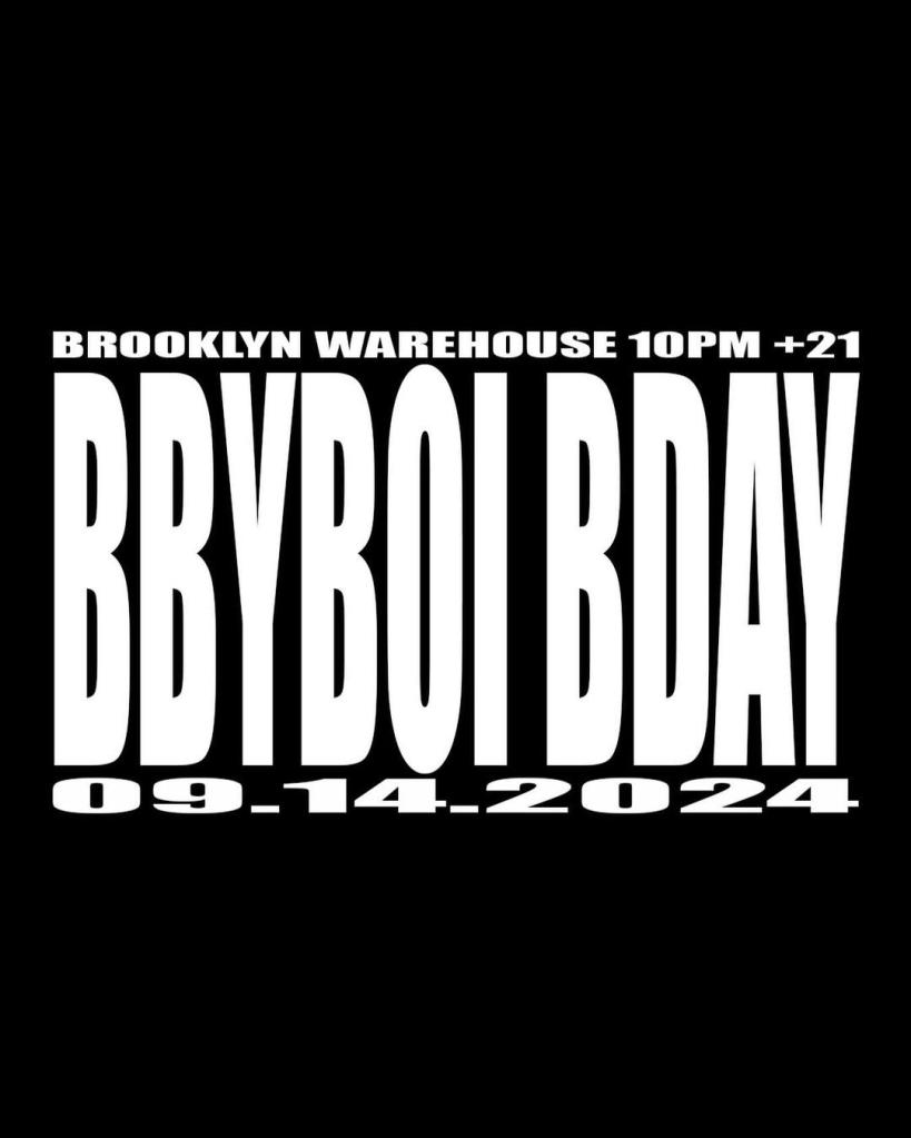 A social media advertisement for Playboi Carti's birthday party concert in Brooklyn.