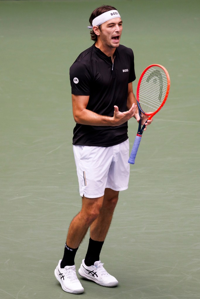 Taylor Fritz reacts to the score against Jannik Sinner during their Menâs Championship match at the 2024 US Open Championships played in the USTA Billie Jean King Tennis Center on September 8, 2024.