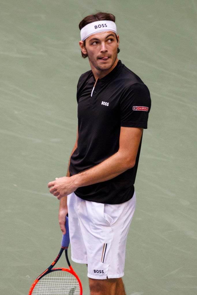 Taylor Fritz reacts to the score against Jannik Sinner during their Men's Championship match at the 2024 US Open Championships played in the USTA Billie Jean King Tennis Center on September 8, 2024.