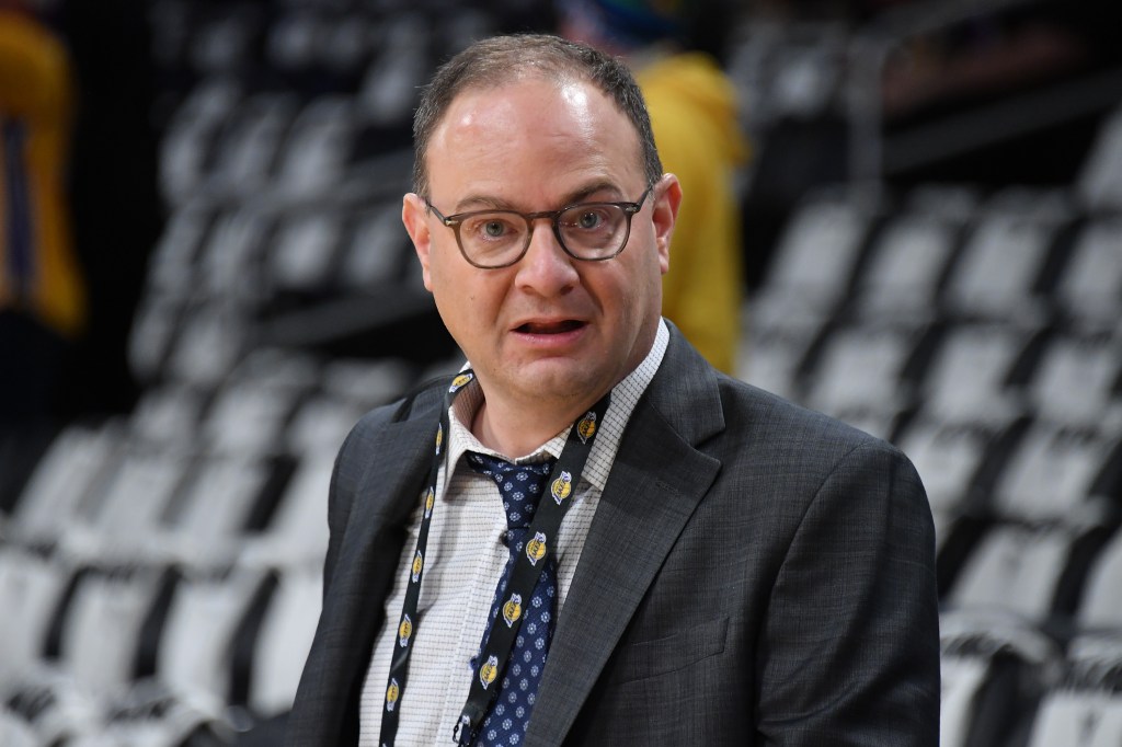 Adrian Wojnarowski attends a basketball game between the Los Angeles Lakers and the Boston Celtics at Crypto.com Arena on December 25, 2023 in Los Angeles, California.