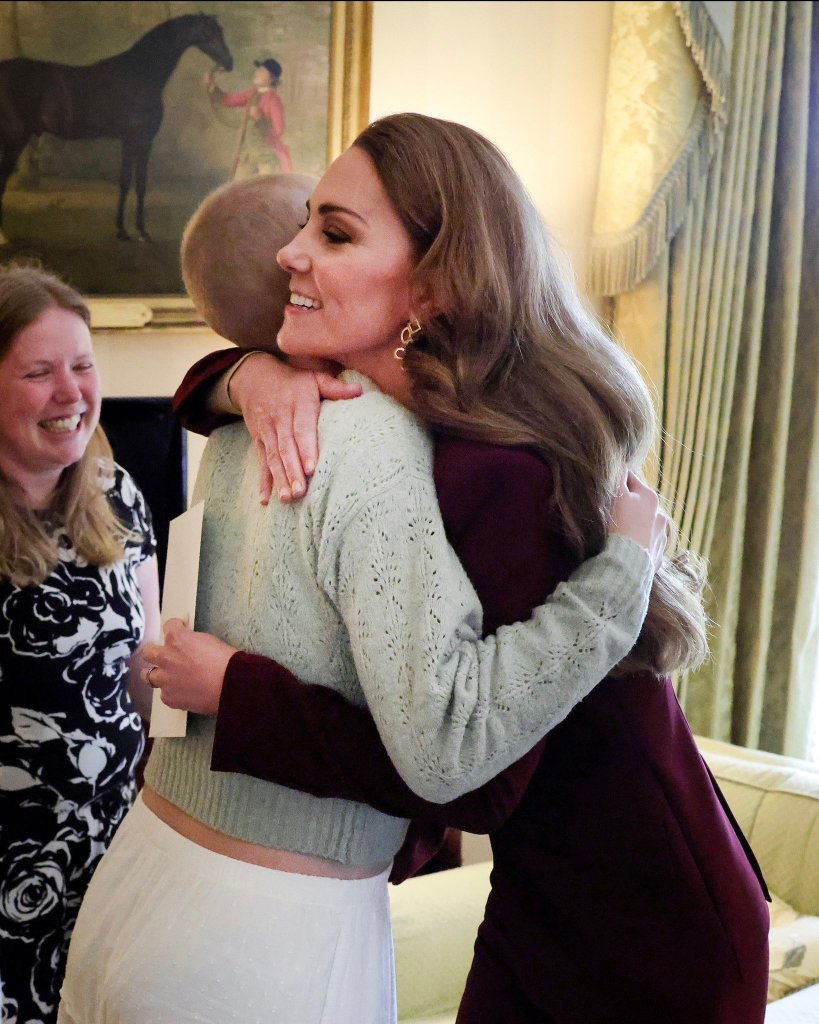 Kate Middleton hugs Liz Hatton at Windsor Castle on Oct. 2, 2024.