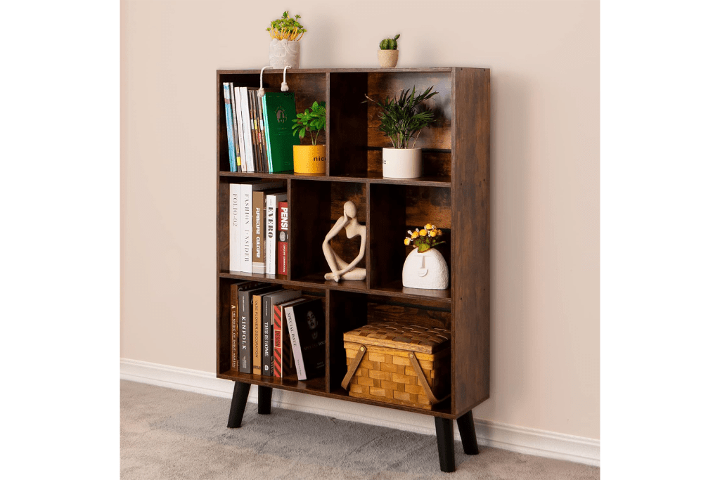 LEYAOYAO 3-Tier Mid-Century Bookshelf