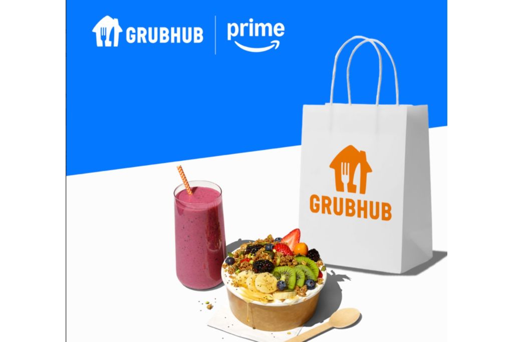 A Grubhub bag with food