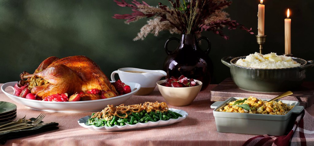 A table filled with affordable Thanksgiving meal items from Target supermarket