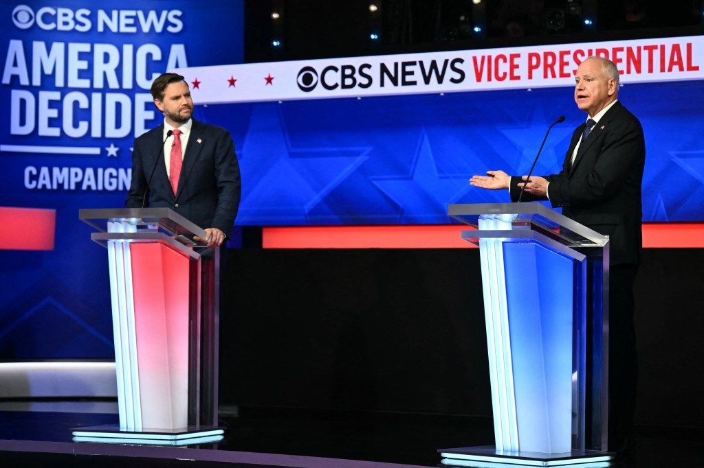 JD Vance and Tim Walz at Tuesday's debate.