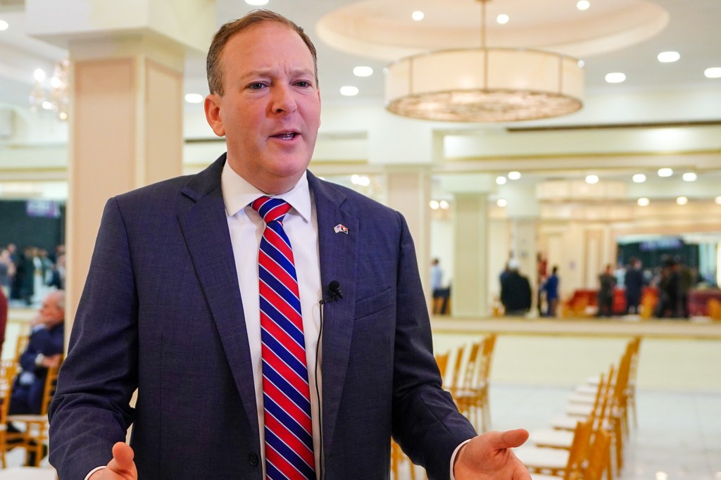 Lee Zeldin, former Congressman and NY Gubernatorial candidate, speaking at a Muslims for Trump rally in the Bronx, New York City.