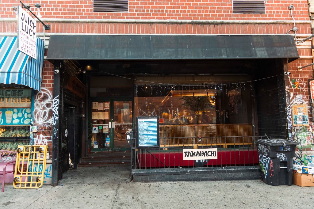 Exterior Takahachi restaurant in the East Village. 