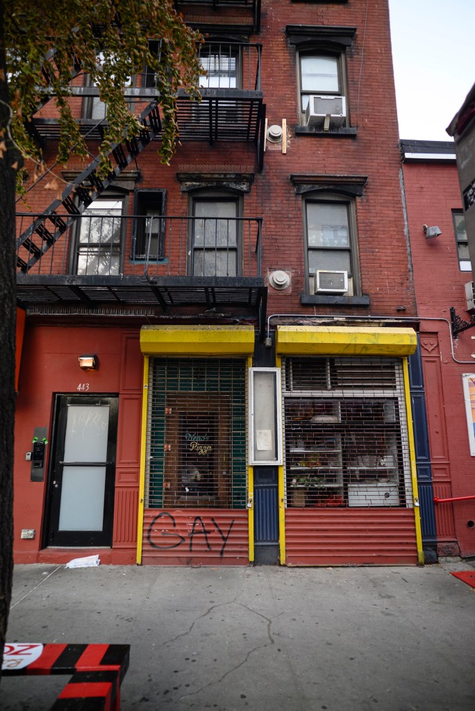 Exterior former Amor y Amargo cocktail bar East Village. 