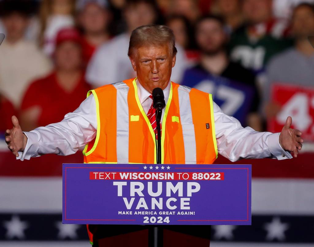 Donald Trump speaks to supporters during a campaign rally on Wednesday, October 30, 2024, at the Resch Center in Ashwaubenon, Wis. 