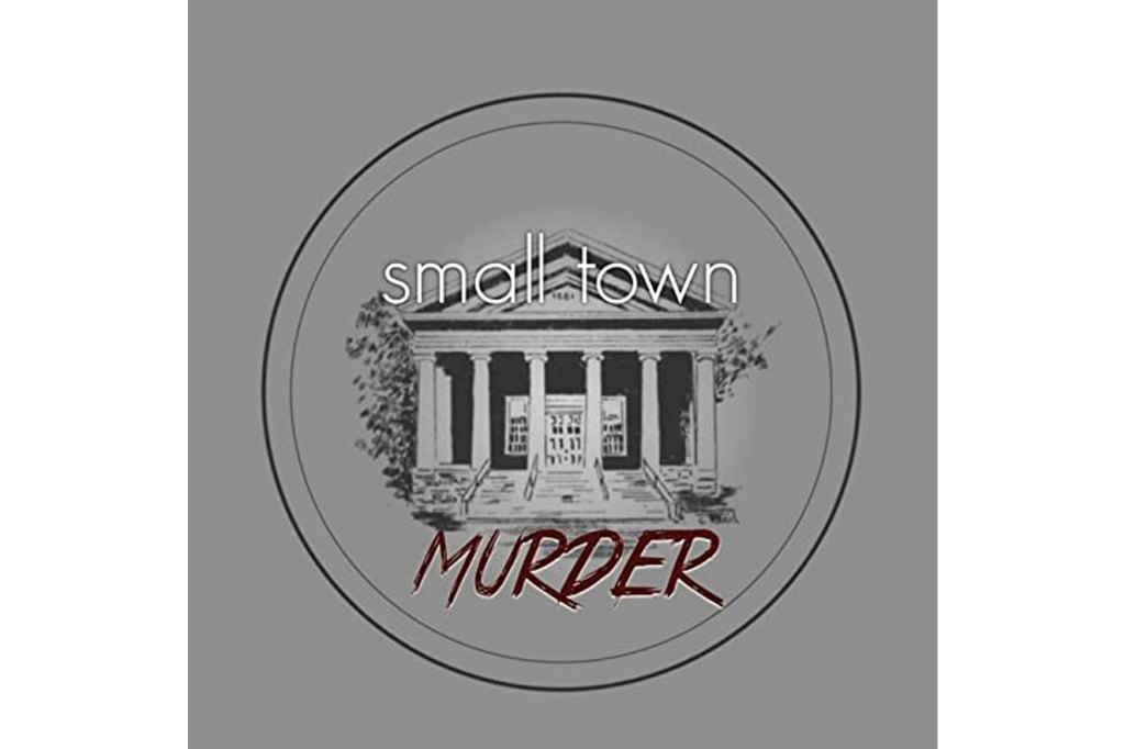 Logo featuring a building and text for Small Town Murder