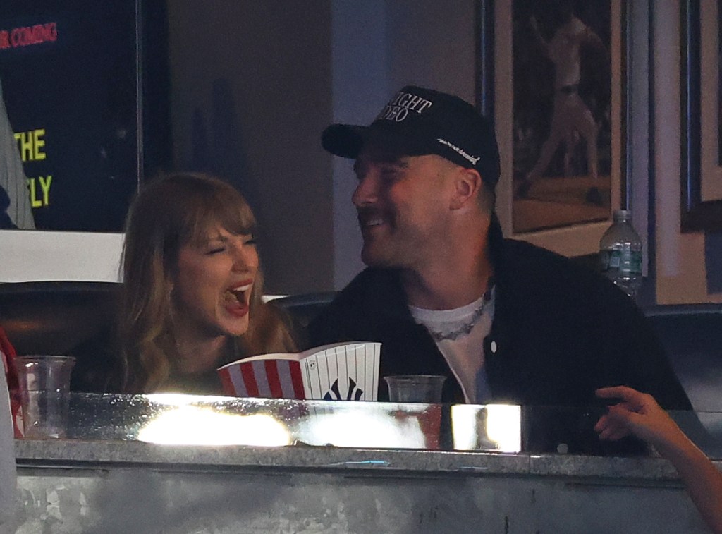 Taylor Swift and Travis Kelce after the game when the Yankees played the Guardians in Game 1 of the ALCS on Monday, October 14, 2024 at Yankee Stadium in The Bronx, NY.