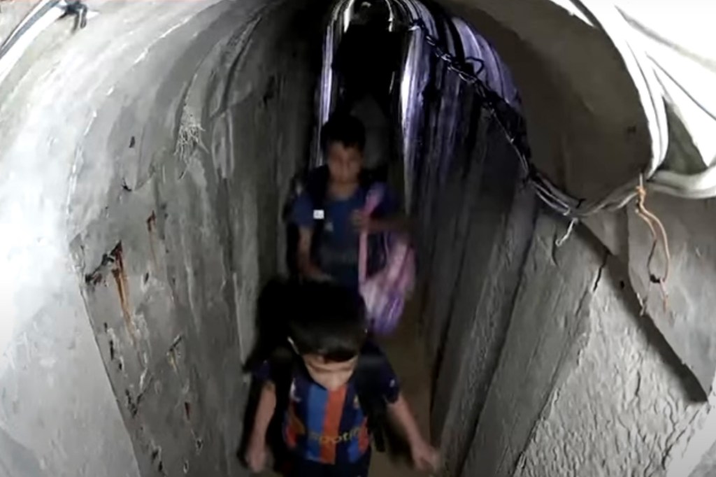 Yahya Sinwar and family fleeing into an underground tunnel day before the October 7 massacre