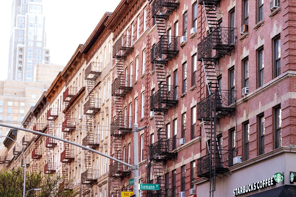 A general view of apartment buildings as seen in the Morningside Heights section of Manhattan