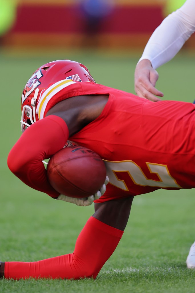 Joshua Williams recovers the blocked kick.