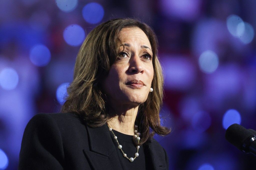 Democratic presidential nominee Kamala Harris speaking at a campaign rally at the Alliant Energy Center in Madison, Wisconsin on October 30, 2024